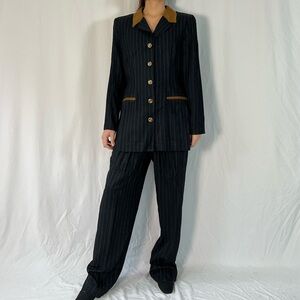 Danny & Nicole Vintage 90s Pinstripe Black Pant Suit
